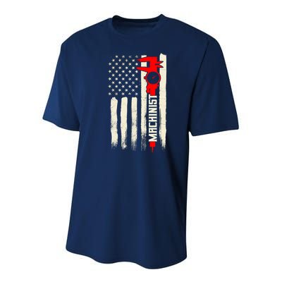 Machinist Patriotic Us Flag Youth Performance Sprint T-Shirt