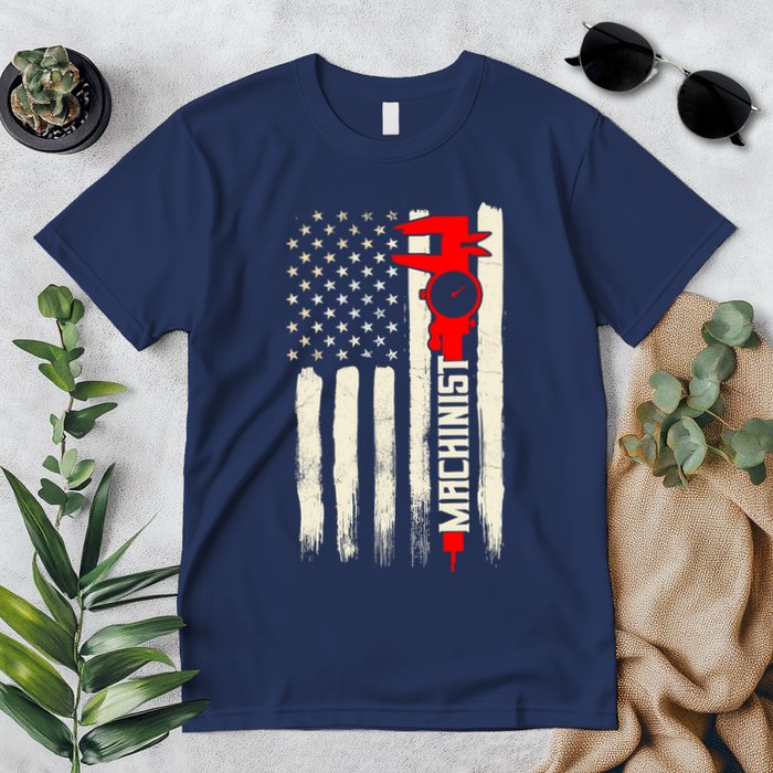 Machinist Patriotic Us Flag Premium T-Shirt