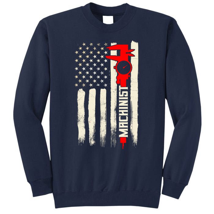 Machinist Patriotic Us Flag Tall Sweatshirt