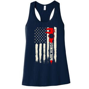 Machinist Patriotic Us Flag Women's Racerback Tank