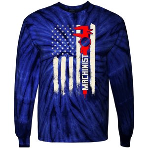 Machinist Patriotic Us Flag Tie-Dye Long Sleeve Shirt