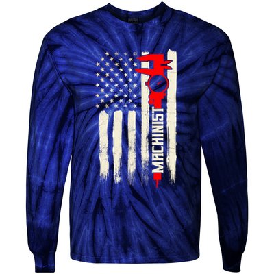 Machinist Patriotic Us Flag Tie-Dye Long Sleeve Shirt