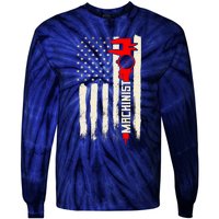 Machinist Patriotic Us Flag Tie-Dye Long Sleeve Shirt