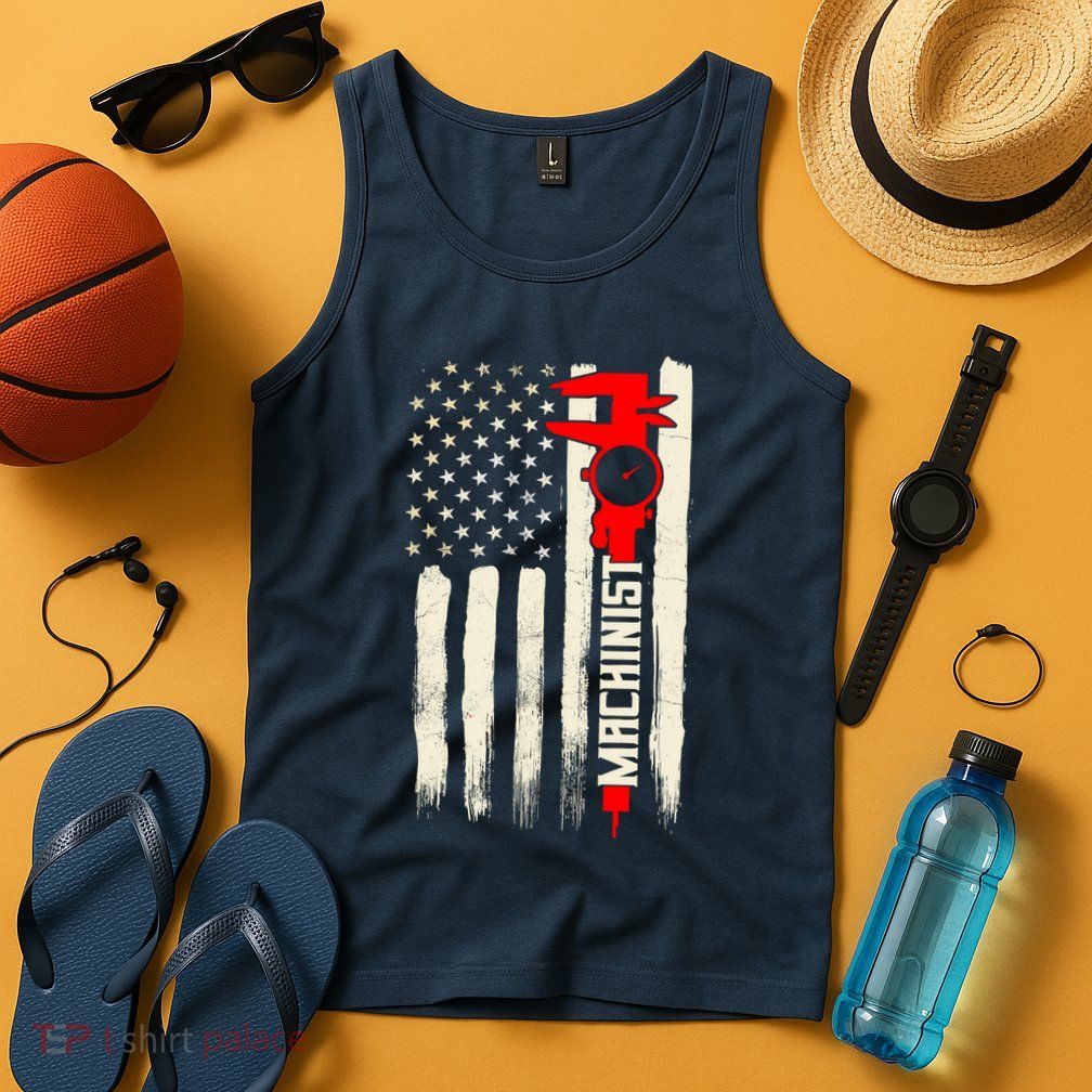 Machinist Patriotic Us Flag Tank Top