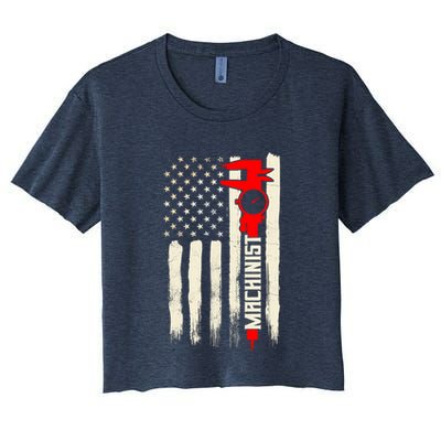 Machinist Patriotic Us Flag Crop Top