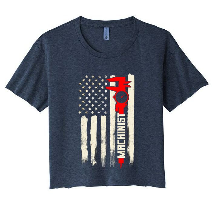 Machinist Patriotic Us Flag Crop Top