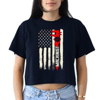 Machinist Patriotic Us Flag Crop Top