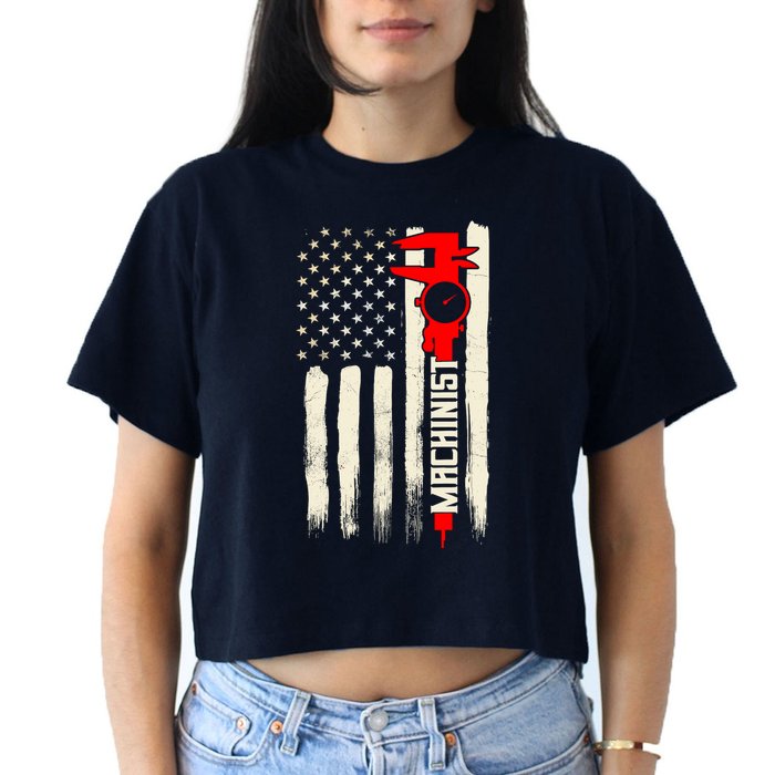Machinist Patriotic Us Flag Crop Top