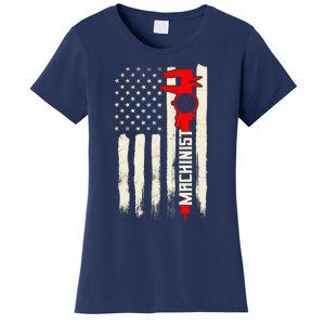 Machinist Patriotic Us Flag Women's T-Shirt