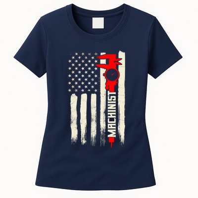 Machinist Patriotic Us Flag Womens T-Shirt
