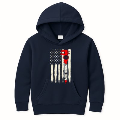 Machinist Patriotic Us Flag Kids Hoodie