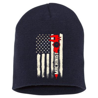 Machinist Patriotic Us Flag Short Acrylic Beanie