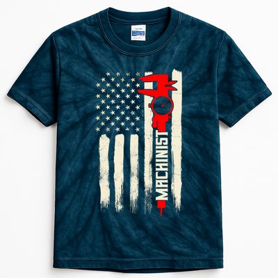 Machinist Patriotic Us Flag Kids Tie-Dye T-Shirt