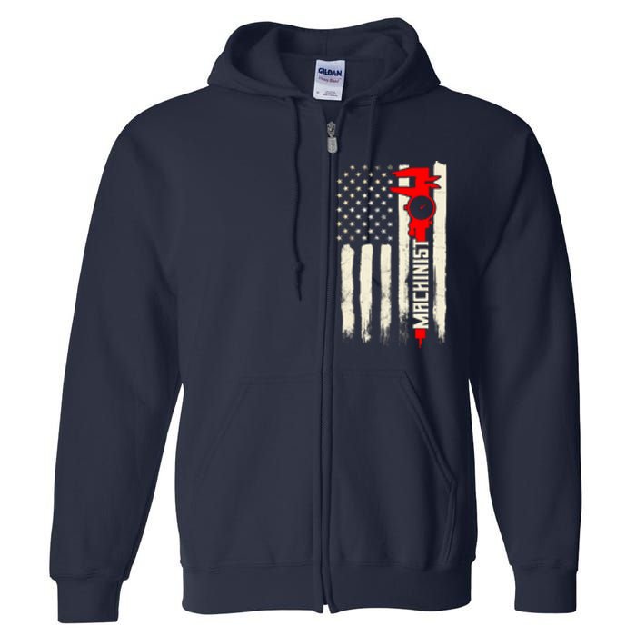 Machinist Patriotic Us Flag Full Zip Hoodie