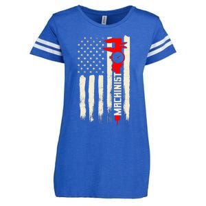 Machinist Patriotic Us Flag Enza Ladies Jersey Football T-Shirt