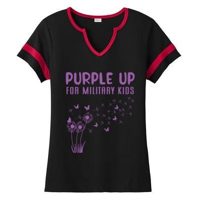 Military Purple Up Day Gift Month Military Gift Ladies Halftime Notch Neck Tee