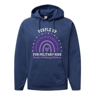 Military Purple Up Day Gift Month Military Rainbow Cute Gift Performance Fleece Hoodie