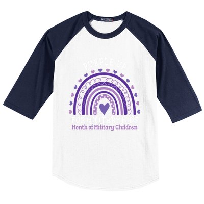 Military Purple Up Day Gift Month Military Rainbow Cute Gift Baseball Sleeve Shirt