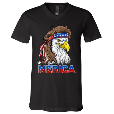 Merica Patriotic USA Eagle Of Freedom 4th Of July V-Neck T-Shirt