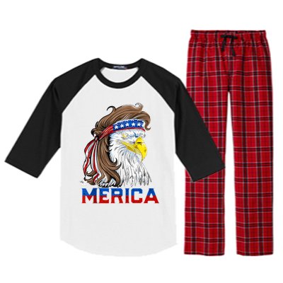 Merica Patriotic USA Eagle Of Freedom 4th Of July Raglan Sleeve Pajama Set