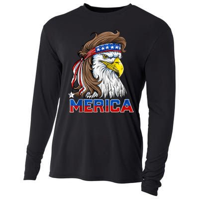 Merica Patriotic USA Eagle Of Freedom 4th Of July Cooling Performance Long Sleeve Crew