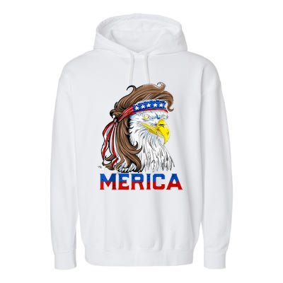 Merica Patriotic USA Eagle Of Freedom 4th Of July Garment-Dyed Fleece Hoodie