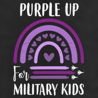 Military Purple Up Rainbow Heart 7 Panel Mesh Trucker Snapback Hat