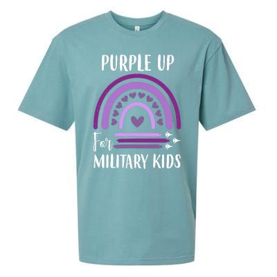 Military Purple Up Rainbow Heart Sueded Cloud Jersey T-Shirt