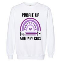 Military Purple Up Rainbow Heart Garment-Dyed Sweatshirt