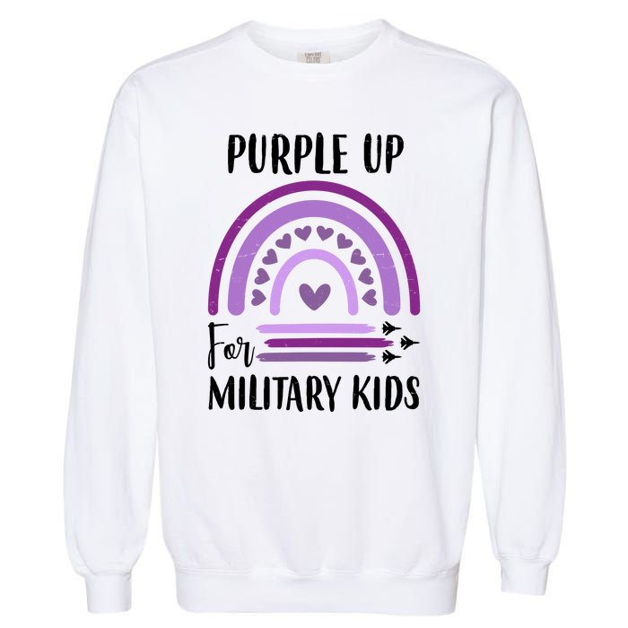 Military Purple Up Rainbow Heart Garment-Dyed Sweatshirt