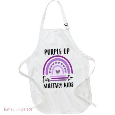 Military Purple Up Rainbow Heart Full-Length Apron With Pockets
