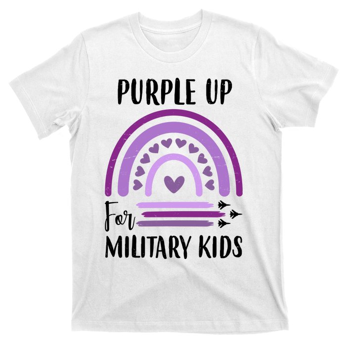 Military Purple Up Rainbow Heart T-Shirt