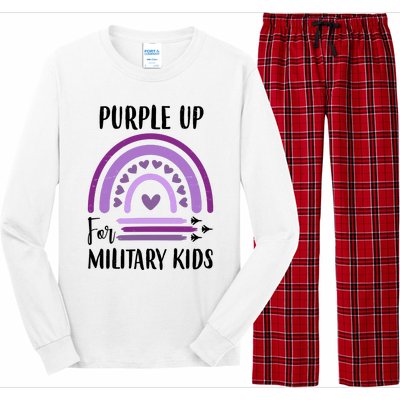 Military Purple Up Rainbow Heart Long Sleeve Pajama Set