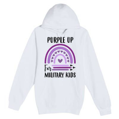 Military Purple Up Rainbow Heart Premium Pullover Hoodie