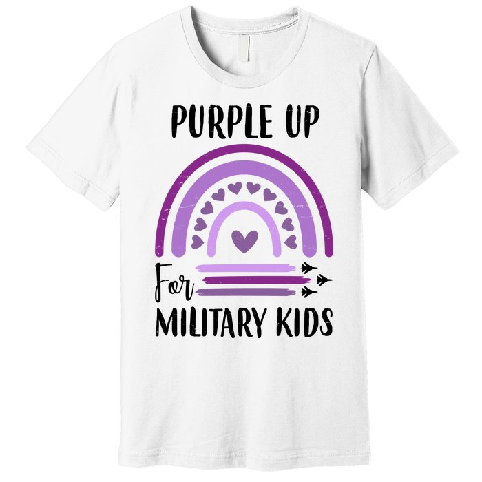 Military Purple Up Rainbow Heart Premium T-Shirt