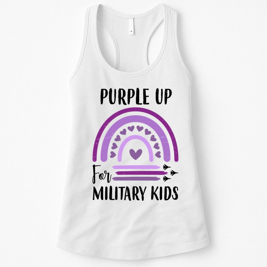Military Purple Up Rainbow Heart Womens Tank Top