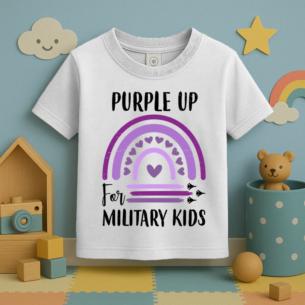 Military Purple Up Rainbow Heart Toddler T-Shirt