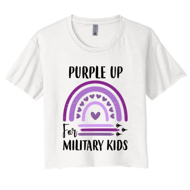 Military Purple Up Rainbow Heart Crop Top