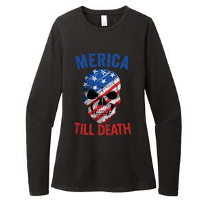 Merica Patriotic Usa Skull American Flag 4th Of July Gift Womens CVC Long Sleeve Shirt