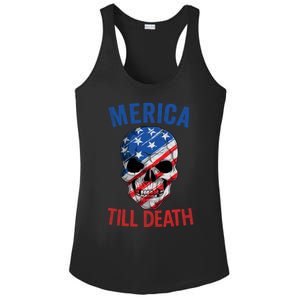 Merica Patriotic Usa Skull American Flag 4th Of July Gift Ladies PosiCharge Competitor Racerback Tank