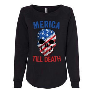 Merica Patriotic Usa Skull American Flag 4th Of July Gift Womens California Wash Sweatshirt