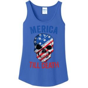 Merica Patriotic Usa Skull American Flag 4th Of July Gift Ladies Essential Tank