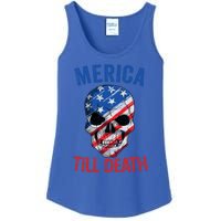 Merica Patriotic Usa Skull American Flag 4th Of July Gift Ladies Essential Tank