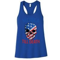 Merica Patriotic Usa Skull American Flag 4th Of July Gift Women's Racerback Tank