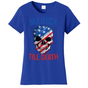 Merica Patriotic Usa Skull American Flag 4th Of July Gift Women's T-Shirt