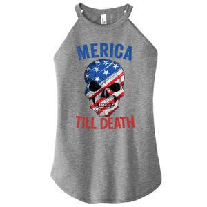 Merica Patriotic Usa Skull American Flag 4th Of July Gift Women's Perfect Tri Rocker Tank