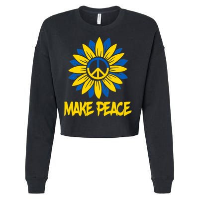 Make Peace Ukraine Strong Sunflower Cropped Pullover Crew