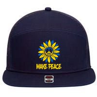 Make Peace Ukraine Strong Sunflower 7 Panel Mesh Trucker Snapback Hat