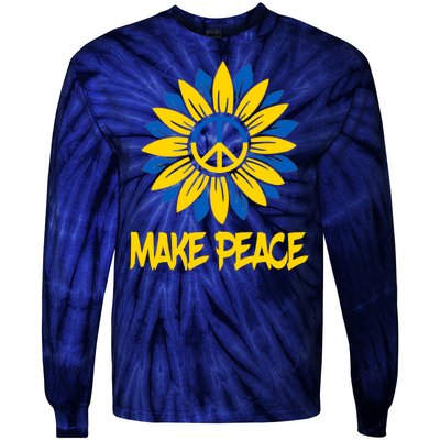 Make Peace Ukraine Strong Sunflower Tie-Dye Long Sleeve Shirt