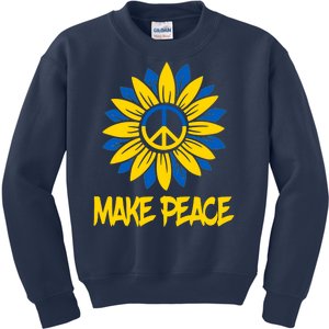 Make Peace Ukraine Strong Sunflower Kids Sweatshirt